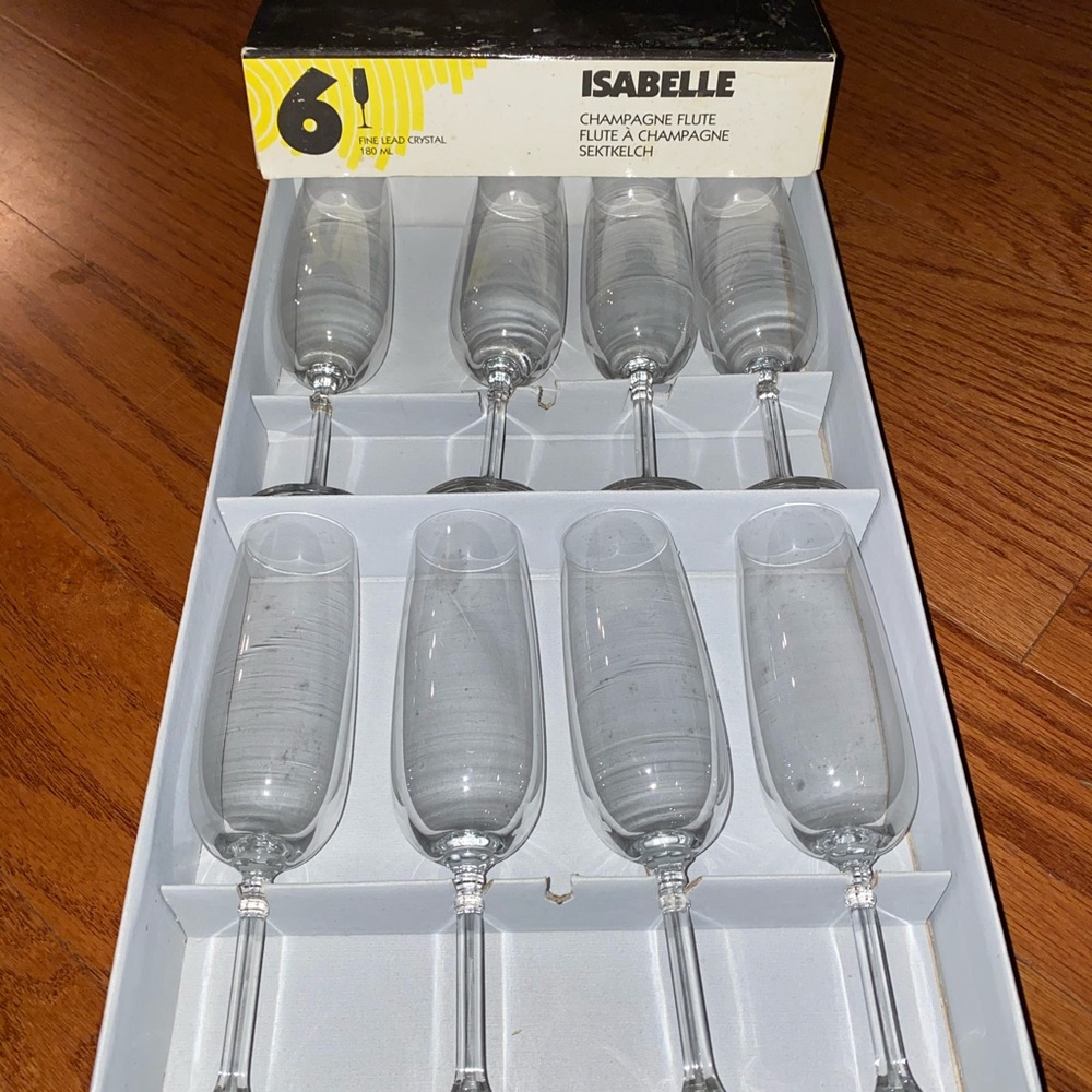 6+2 free  Fine Lead Crystal Champagne Flutes
